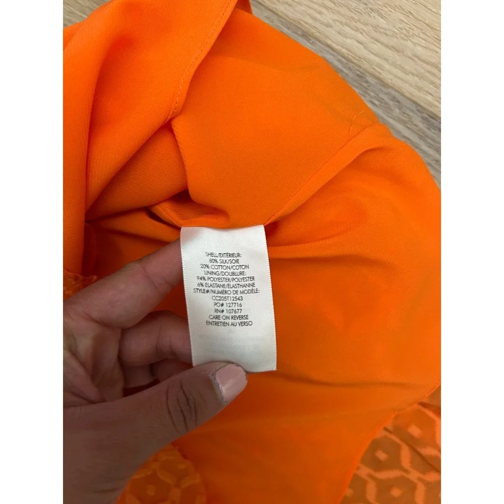 Alice + Olivia Markita Orange Silk Blend Geometric Ruffle Mini Dress sienna 4 - Picture 5 of 8